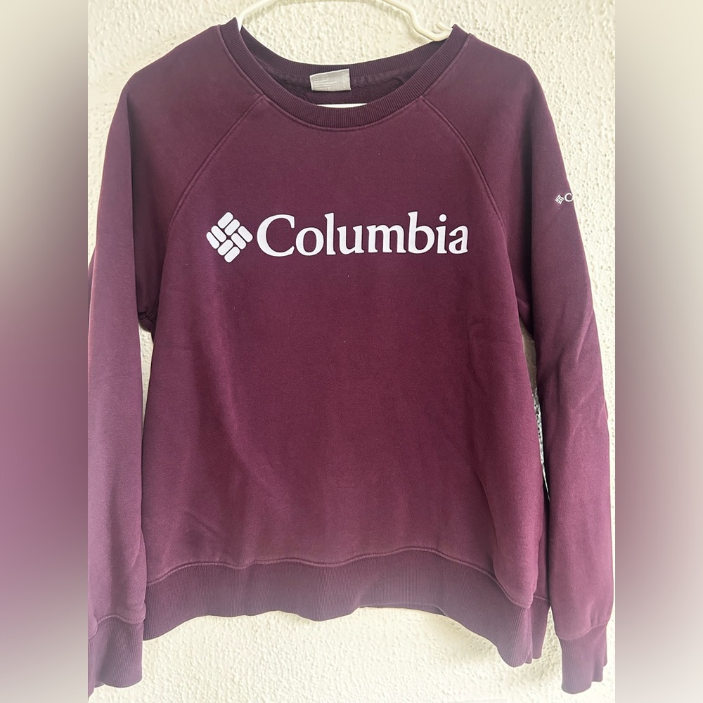 Columbia Wine:burgundy Crewneck Sweatshirt Womens LRG Logo Fleece Pullover‎ Cozy